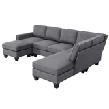 Hearth and Haven Zachary L Shaped Sectional Sofa with Ottoman, Dark Grey