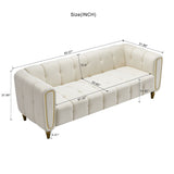 English Elm Modern Velvet Sofa 83.07 Inch For Living Room Beige Color