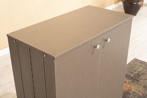 English Elm Origamy 3 Tier Shoe Storage Rack with Sturdy Wood Frame, Compact 27x36x10 Design for Organized Entryway Brown+Beige B029119353