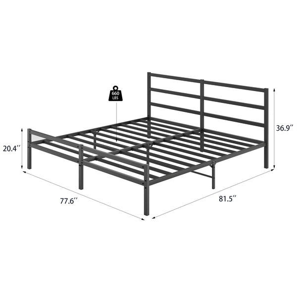 English Elm Metal Platform Bed Frame With Integrated Headboard - Sturdy, Stylish, No Box Spring Needed (King) W578107712