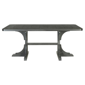 English Elm Trexm Ash Veneer Dining Table Seats 6 with Curved Rubberwood Legs Retro Farmhouse WF306388AAE