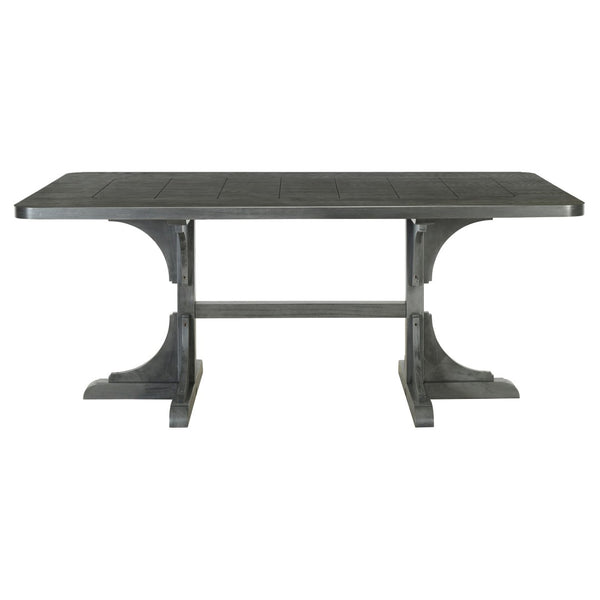 English Elm Trexm Ash Veneer Dining Table Seats 6 with Curved Rubberwood Legs Retro Farmhouse WF306388AAE