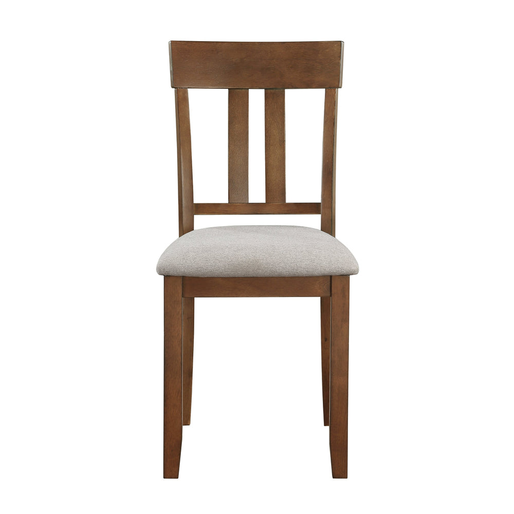 English Elm Transitional Prineville 7pc Cherry Dining Set with Acacia Veneer, Beige Upholstered Side Chairs, Classic Appeal B011119345