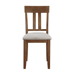 English Elm Transitional Prineville 7pc Cherry Dining Set with Acacia Veneer, Beige Upholstered Side Chairs, Classic Appeal B011119345