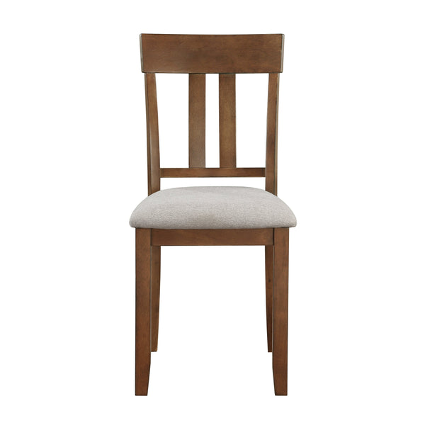 English Elm Transitional Prineville 7pc Cherry Dining Set with Acacia Veneer, Beige Upholstered Side Chairs, Classic Appeal B011119345