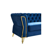 English Elm Modern Tufted Velvet Sofa 87.4 Inch For Living Room Blue Color