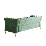 English Elm Modern Tufted Velvet Sofa 87.4 Inch For Living Room Mint Green Color