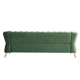 English Elm Modern Tufted Velvet Sofa 87.4 Inch For Living Room Mint Green Color