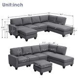 Hearth and Haven Zachary 5-Piece L-Shaped Sectional Sofa Set with Ottoman, Dark Grey GS000088AAR