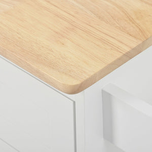 English Elm Kitchen Island Cart with Drop Leaf Power Outlet Rubberwood Top Wine Rack Rolling White WF305556AAW