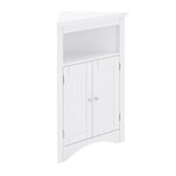 Gift 2-Door Corner Open Storage and Shelves, White