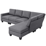 Hearth and Haven Zachary 5-Piece L-Shaped Sectional Sofa Set with Ottoman, Dark Grey GS000088AAR