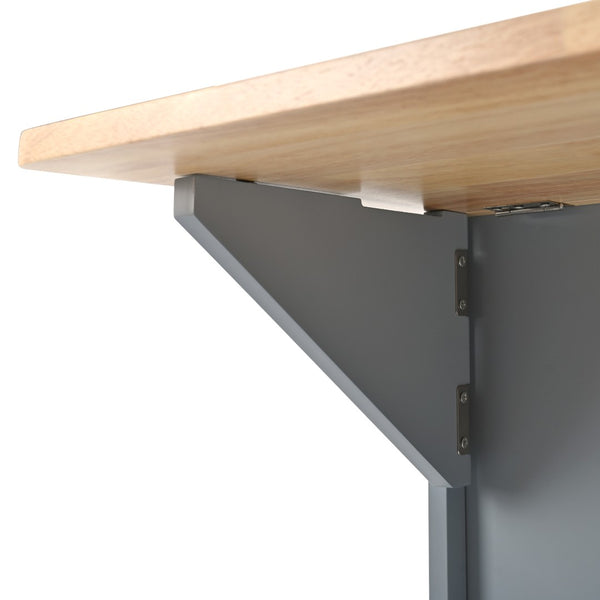 English Elm Kitchen Island Cart with Drop Leaf Power Outlet Rubberwood Top Wine Rack Rolling Blue WF305556AAG