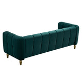 English Elm Modern Velvet Sofa 83.07 Inch For Living Room Green Color