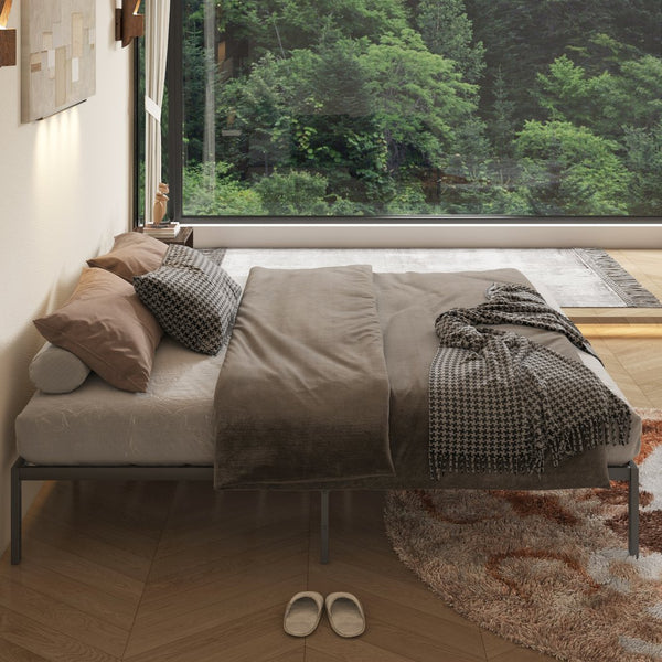 English Elm Metal Platform Bed Frame - Sturdy Design, No Box Spring Required, Modern Minimalist Style (King) W578107703