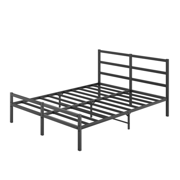 English Elm Metal Platform Bed with Wave Wood Headboard Heavy Duty Iron Frame No Box Spring W578107709