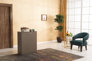 English Elm Origamy 3 Tier Shoe Storage Rack with Sturdy Wood Frame, Compact 27x36x10 Design for Organized Entryway Brown+Beige B029119353