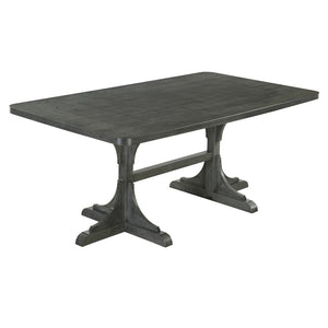 English Elm Trexm Ash Veneer Dining Table Seats 6 with Curved Rubberwood Legs Retro Farmhouse WF306388AAE
