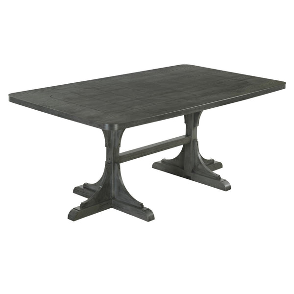 English Elm Trexm Ash Veneer Dining Table Seats 6 with Curved Rubberwood Legs Retro Farmhouse WF306388AAE