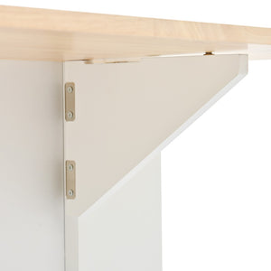 English Elm Kitchen Island Cart with Drop Leaf Power Outlet Rubberwood Top Wine Rack Rolling White WF305556AAW
