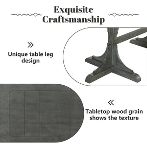 English Elm Trexm Ash Veneer Dining Table Seats 6 with Curved Rubberwood Legs Retro Farmhouse WF306388AAE