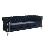 Black Velvet Tufted Sofa 87.4