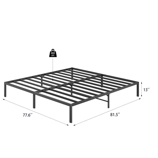 English Elm Metal Platform Bed Frame - Sturdy Design, No Box Spring Required, Modern Minimalist Style (King) W578107703