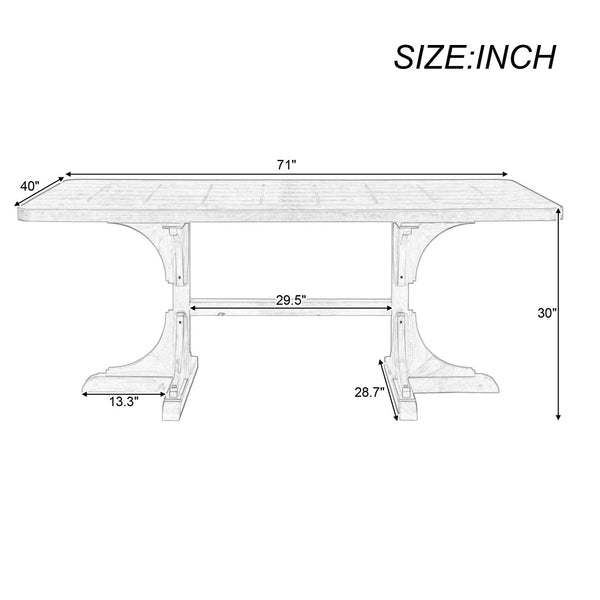 English Elm Trexm Ash Veneer Dining Table Seats 6 with Curved Rubberwood Legs Retro Farmhouse WF306388AAE