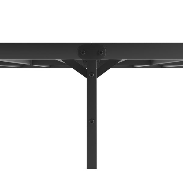 English Elm Metal Platform Bed with Wave Wood Headboard Heavy Duty Iron Frame No Box Spring W578107709