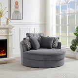 Hearth and Haven Swivel Accent Barrel Chair with 5 Movable Pillow 360 Degree Swivel Round Sofa Chair For Living Room, Bedroom, Hotel WF315766AAE