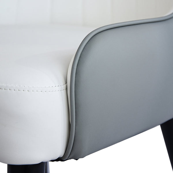 English Elm Modern PU sponge-filled dining chair with faux leather, foam comfort, metal legs and 280lb capacity White+gray W1535119451