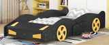 Hearth and Haven Race Car Shaped Twin Bed with Wheels and Storage, Black and Yellow WF305759AAB