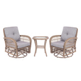 Wicker Swivel Rocking Chair Set with Table - Outdoor 3-Piece Set, Durable & Stylish