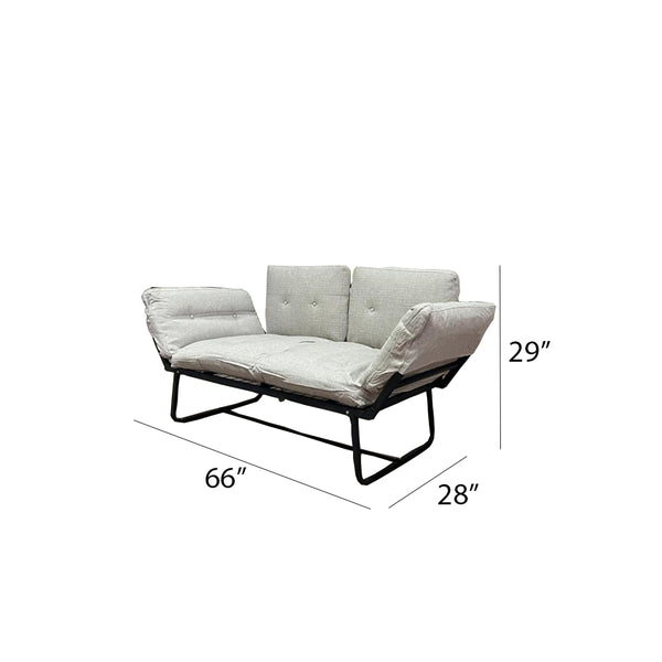 English Elm Violette Metal Frame Futon Love Seat with Slim Profile and Durable Steel Construction for Small Spaces Beige B029119474