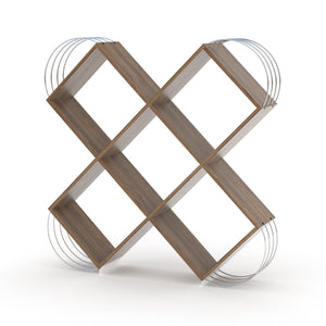 English Elm Case X Design Modern 5 Tier Bookcase — Space-Saving Wooden Shelving Unit for Living Room & Office Storage Walnut B029119484