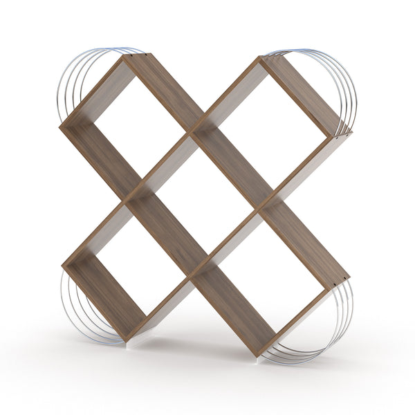 English Elm Case X Design Modern 5 Tier Bookcase — Space-Saving Wooden Shelving Unit for Living Room & Office Storage Walnut B029119484