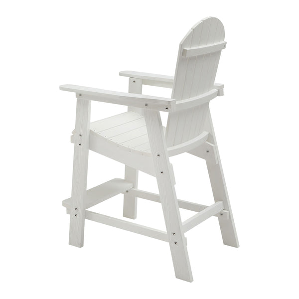 English Elm HIPS Adirondack Bar Chair Set of 2 with Armrests & Double Tray, Weatherproof White Patio Stools W1209107719