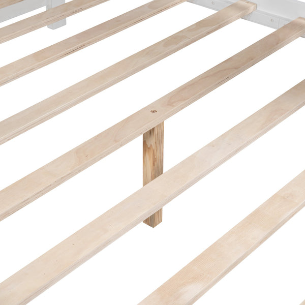 English Elm Wooden Full Size House Bed with Roof and Built-In Shelf, 2 Underbed Drawers, Sturdy Pine Frame 78" L White 57 L x 18.2 W x 6 H N733S308487K