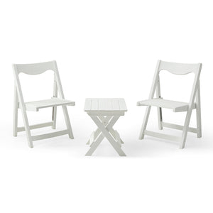 English Elm HIPS Foldable Bistro Set with 2 Chairs & Rectangular Table, Weatherproof HIPS/HDPE, No Assembly Needed W1209107731