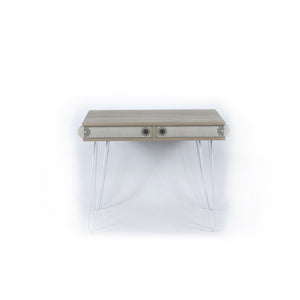 English Elm Lora Modern Desk With Metal Legs - Stylish 2-Tier Workspace Solution For Home Offices & Small Rooms B029119513