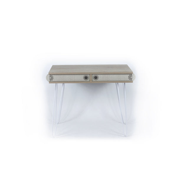 English Elm Lora Modern Desk With Metal Legs - Stylish 2-Tier Workspace Solution For Home Offices & Small Rooms B029119513
