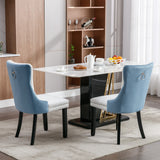 English Elm ,Nikki Collection Modern, High-End Tufted Solid Wood Contemporary Pu and Velvet Upholstered Dining Chair With Wood Legs Nailhead Trim 2- Piece s Set, White+Light Blue, Sw2101Wl