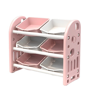 English Elm Kids Toy Storage Organizer with 6 Bins for Playroom Nursery Bedroom Durable HDPE Shelves Safe Rounded Edges Pink W509107487