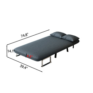 English Elm 39″ Convertible Chair Bed Plush Velvet Tri-Fold Sofa with 18.1" Seat Height, Adjustable Backrest, Pillow, Sturdy Iron Frame for Home Office Relaxation W1767106625