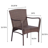 English Elm 3 Pieces Outdoor Seating Group Furniture, Pe Rattan Patio Furniture, Wicker Patio Chairs Set, Patio Bistro Sets, Outdoor Conversation Sets - Brown