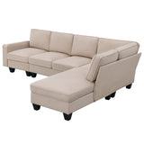 Hearth and Haven Zachary L Shaped Sectional Sofa with Ottoman, Khaki