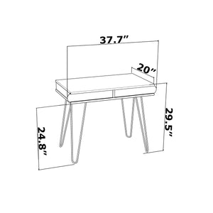 English Elm Lora Modern Desk With Metal Legs - Stylish 2-Tier Workspace Solution For Home Offices & Small Rooms B029119513