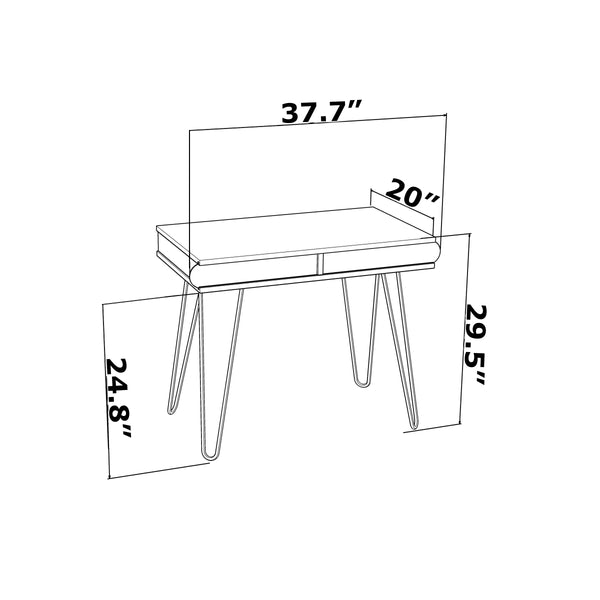 English Elm Lora Modern Desk With Metal Legs - Stylish 2-Tier Workspace Solution For Home Offices & Small Rooms B029119513