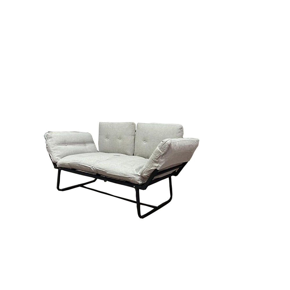 English Elm Violette Metal Frame Futon Love Seat with Slim Profile and Durable Steel Construction for Small Spaces Beige B029119474