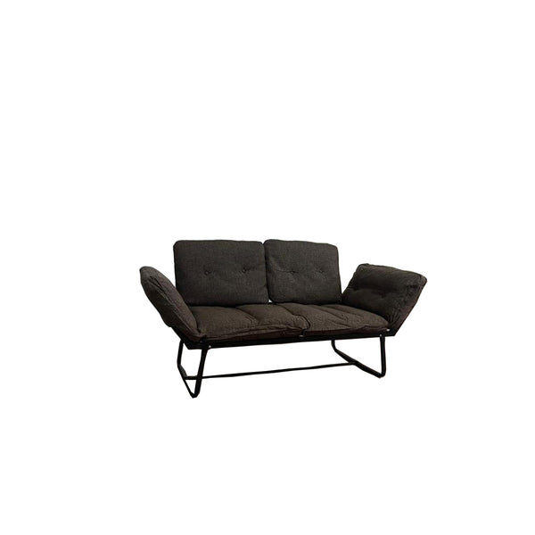 English Elm Violette Metal Frame Futon Love Seat with Slim Profile and Durable Steel Construction for Small Spaces Dark Brown B029119475